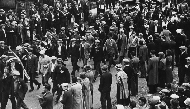 Black and white photo fo a demonstration in the 18 hundreds