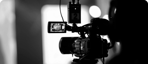 Professional video camera in black and white