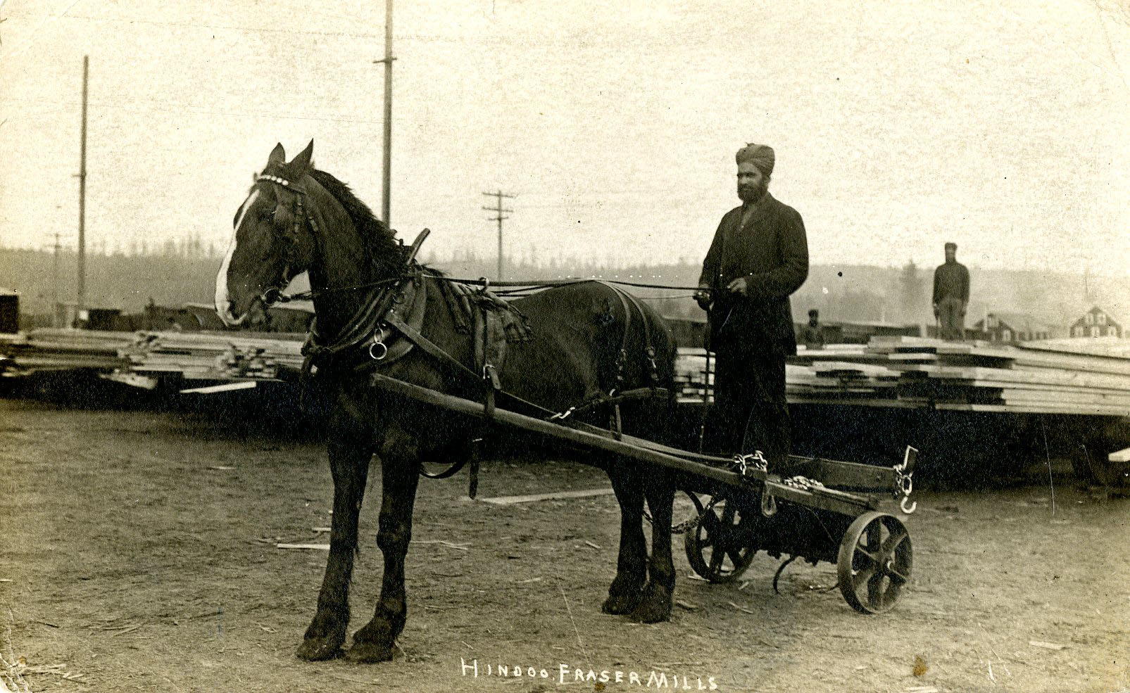 A man on a horse and buggy.