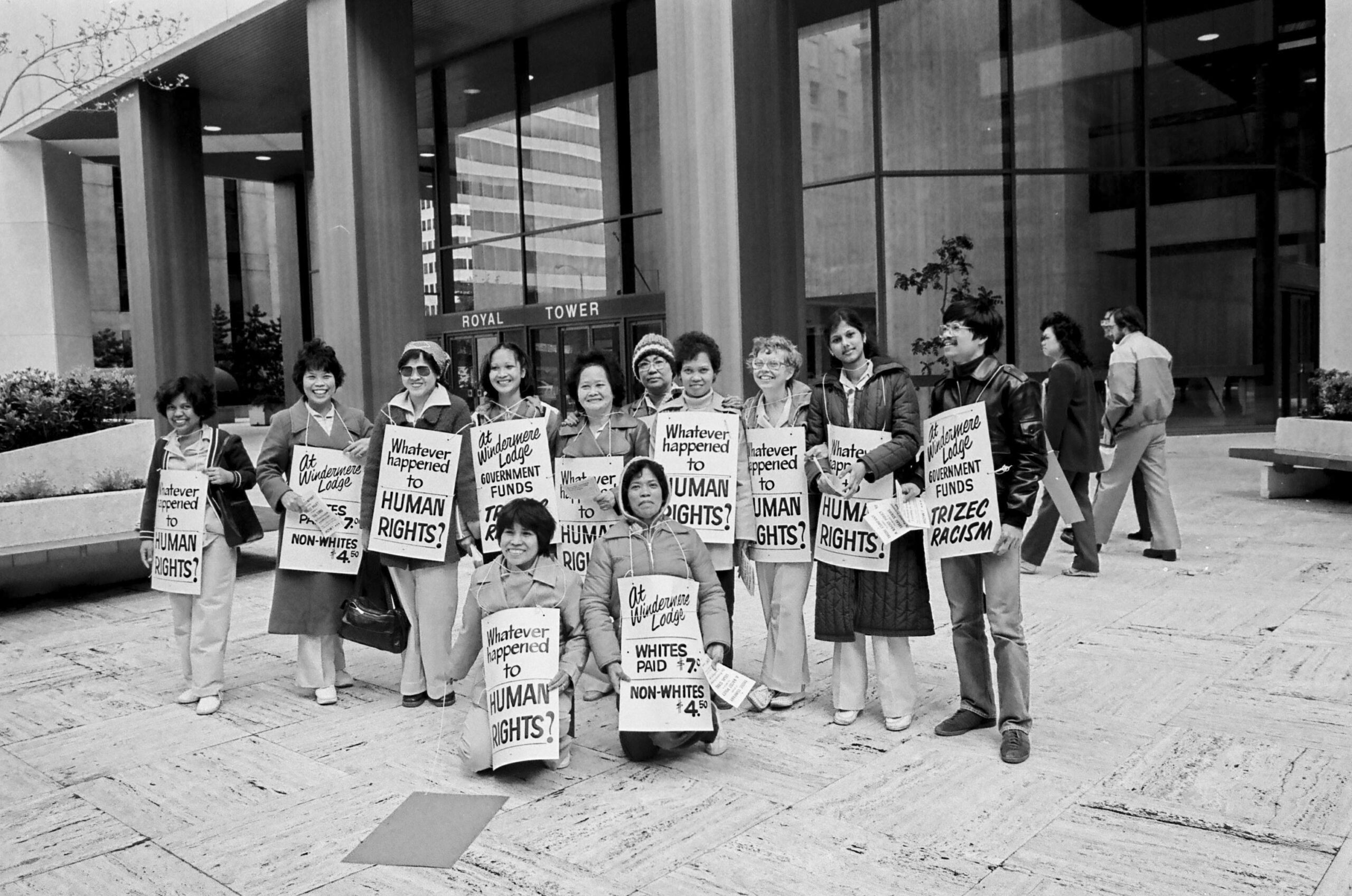 Windermere Lodge a group of striking women with picket signs